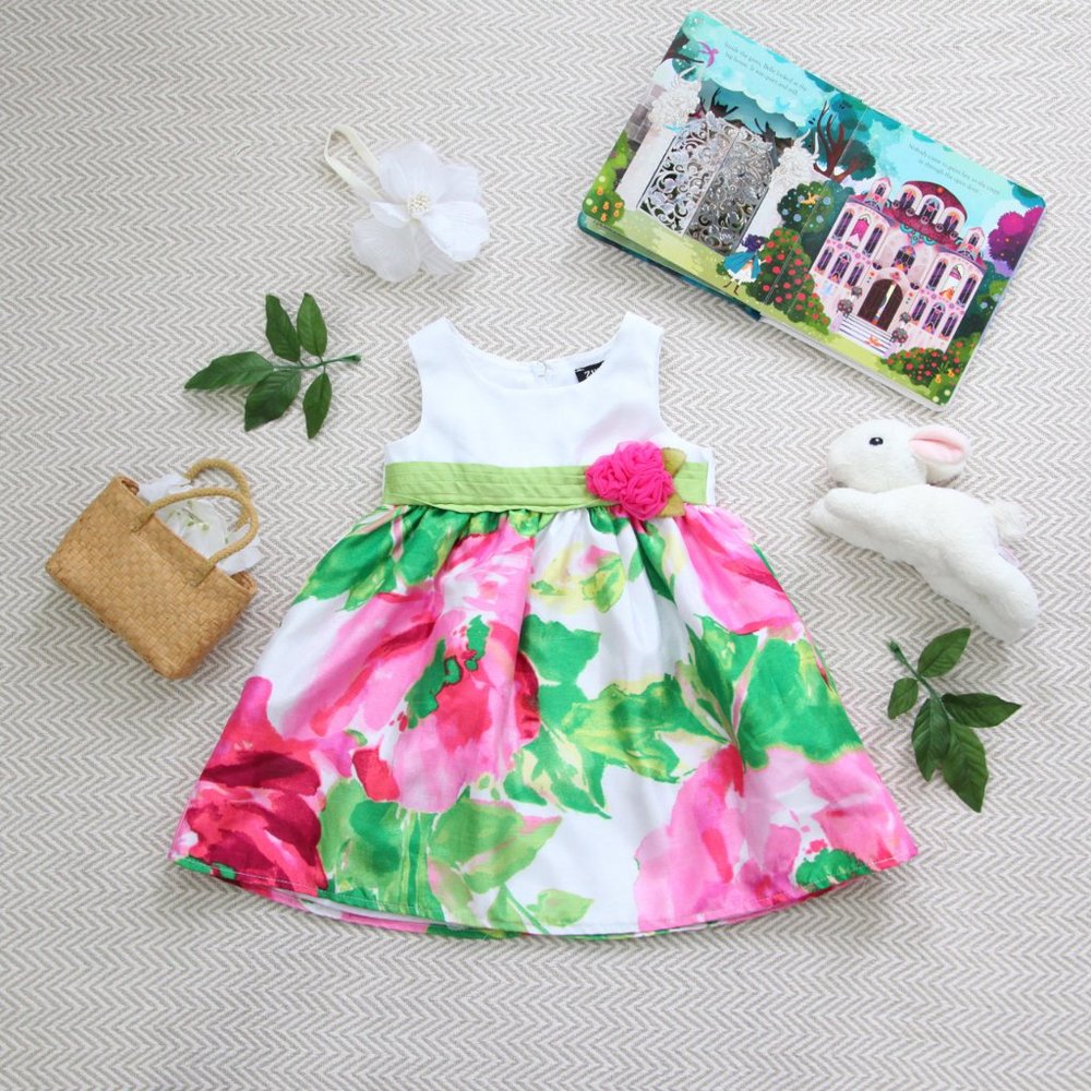 Pink and White Flower Dress